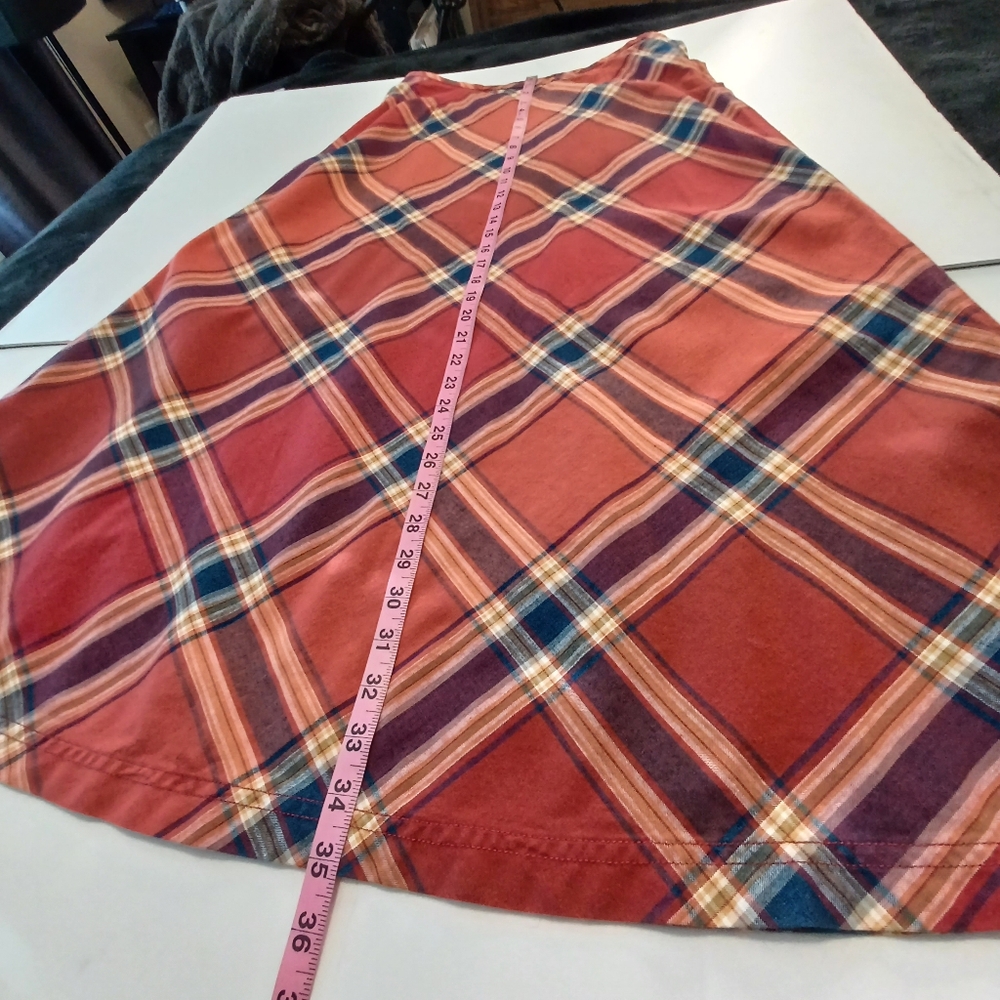 Liz Claiborne Orange Plaid Midi Skirt with Blue and Yellow Accents - Picture 5 of 8
